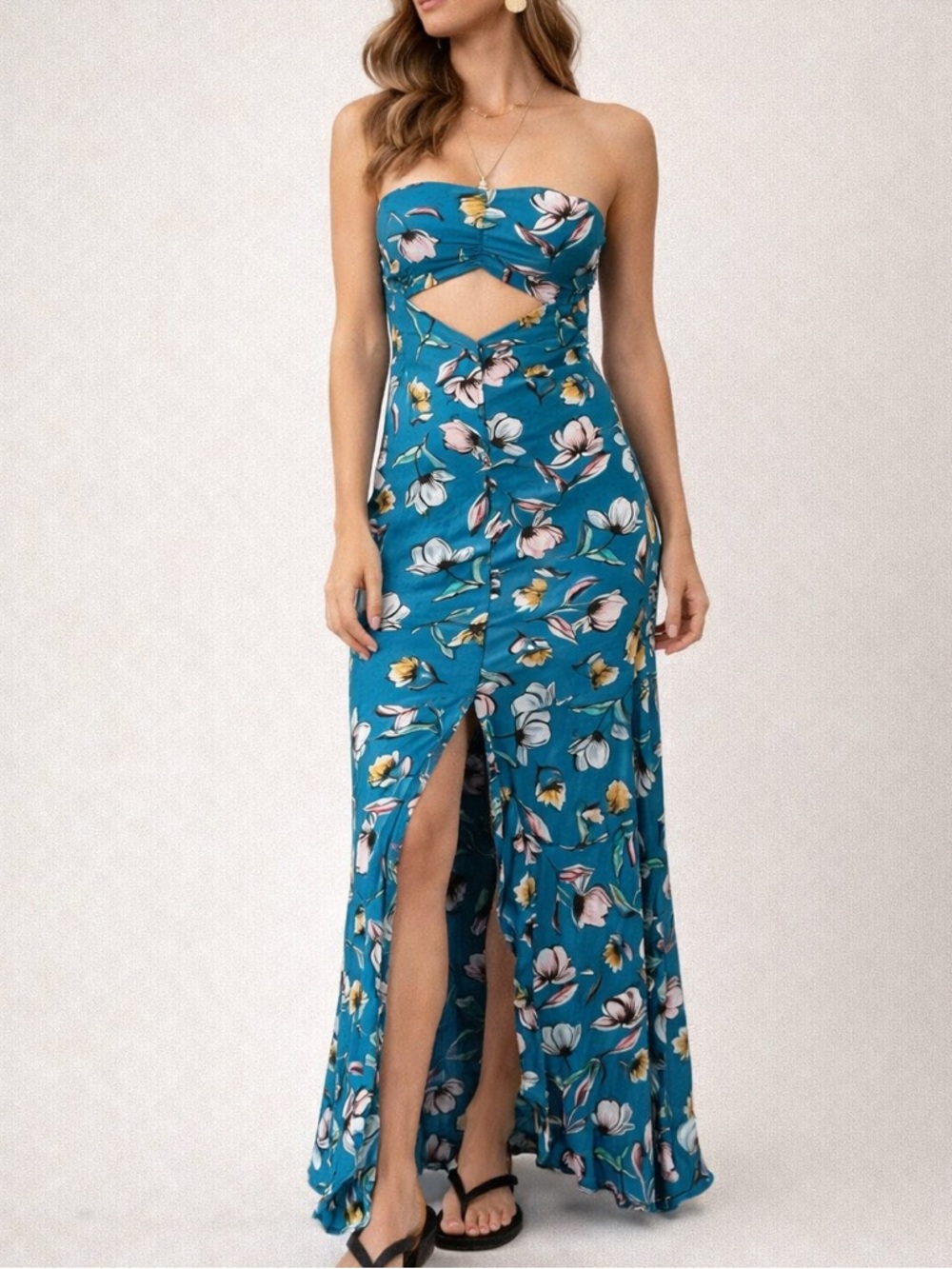 Teal Floral Maxi Dress
